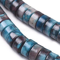 Synthetische Erzperlenstränge, heishi Perlen, gefärbt, Flachrund, Stahlblau, 6x4 mm, Bohrung: 1 mm, ca. 126 Stk. / Strang, 14.96 Zoll (38 cm)