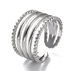 304 Stainless Steel Open Cuff Ring Jewelry for Woman, Stainless Steel Color, US Size 7(17.3mm), 7~13.5mm