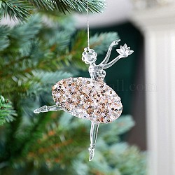 Acrylique avec décoration de pendentif en sequins, décorations suspendues pour sapin de Noël, pour la décoration de la maison de cadeau de fête, humaine, 140x95mm