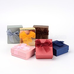Boîtes de jeux de bijoux rectangle de carton, couleur mixte, environ7 cm de large, 8 cm de long, 3.2 cm de haut