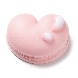 Opaque Resin Enamel Decoden Cabochons, Imitation Food, Heart Shaped Macaron, Pink, 17x21.5x9.5mm