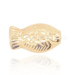 Nickel Free & Lead Free Golden Alloy Fish Beads, Long-Lasting Plated, 17x9x6mm, Hole: 1.5mm