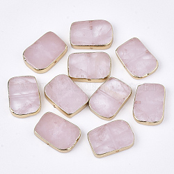 Galvaniser des perles de quartz rose naturel, rectangle, 13~14x18~19x3~4mm, Trou: 1mm