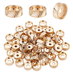 Perles d'espacement en alliage benecreat, texturé, plat rond, or clair, 10x4mm, Trou: 2.5mm, 64 pcs / boîte