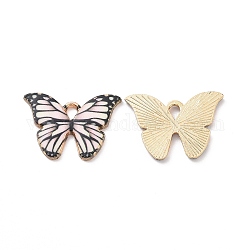 Pendente smaltati in lega, oro chiaro, cadmio & nichel &piombo libero, fascino farfalla, colore conchiglia, 15x21.5x1.5mm, Foro: 2x3 mm