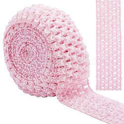 Gorgecraft5mポリエステルリボン  伸縮性のあるかぎ針編みのヘッドバンド  赤ちゃんのヘッドバンド用  ピンク  1-5/8インチ（40mm）