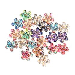 Transparent Resin Cabochons, Glitter Flower, Mixed Color, 7x7.5x2mm