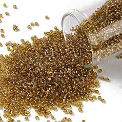 TOHO Round Seed Beads, Japanese Seed Beads, (22C) Silver Lined Topaz, 15/0, 1.5mm, Hole: 0.7mm, about 3000pcs/bottle, 10g/bottle