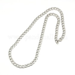 Cadena de bordillo de 304 acero inoxidable / cadena trenzada collares, con cierre de langosta, color acero inoxidable, 22 pulgada ~ 23 pulgadas (55.9~58.4 cm), 7mm