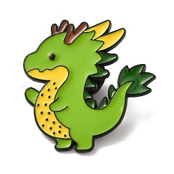 Spilla con spilla smaltata in lega di drago cartone animato, per i vestiti dello zaino, verde lime, 32x31x1.2mm