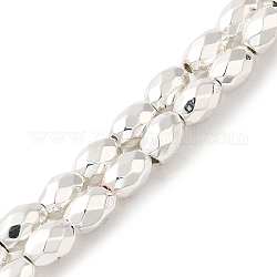 Electroplated Strong Magnetic Synthetic Hematite Beads Strands, Long-Lasting Plated, Faceted Oval, Silver Plated, 7~8x5~5.5mm, Hole: 1.4mm, about 50pcs/strand, 15.35''(39cm)