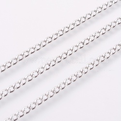 3.28 Feet 304 Stainless Steel Curb Chains, Unwelded, Stainless Steel Color, 4.6x3x1mm