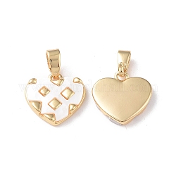 Shell Heart Charms, with Brass Findings, Real 18K Gold Plated, 11.5x12.5x2mm, Hole: 2x4mm
