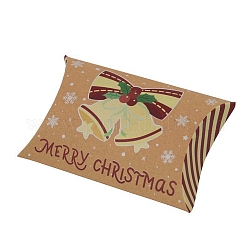 Scatole di cuscini di cartone per caramelle a tema natalizio, confezione regalo spuntino caramelle a forma di campana dei cartoni animati, mocassino, piega: 7.3x11.9x2.6 cm