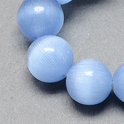 Chapelets de perles d'œil de chat, ronde, bleuet, 12mm, Trou: 1.5mm, Environ 33 pcs/chapelet, 14.5 pouce