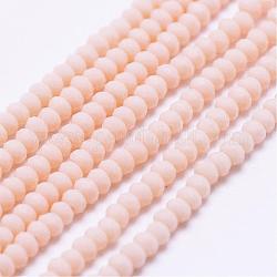 Opache perle di vetro fili, sfaccettato, rondelle, blush alla lavanda, 2.5x1.5~2mm, Foro: 0.5 mm, circa 185~190pcs/filo, 13.7 pollice~14.1 pollici