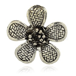 Stile tibetano pendenti del fiore della lega, argento antico, 38x39x8mm, Foro: 2 mm