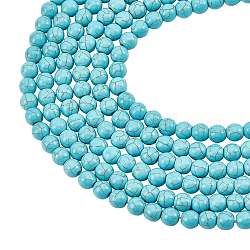Arricraft synthetische türkisfarbene Perlenstränge, Runde, 8 mm, Bohrung: 1 mm, ca. 50 Stk. / Strang, 6 Stränge / box