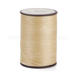Ficelle de fil de polyester ciré plat, cordon micro macramé, pour la couture de cuir, blé, 0.8~0.9x0.3mm, environ 109.36 yards (100 m)/rouleau