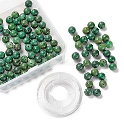 100pcs 8mm perles rondes de jade africain naturel, grade a avec 10 m de fil de cristal élastique, pour les kits de fabrication de bracelets extensibles bricolage, 8mm, Trou: 1mm