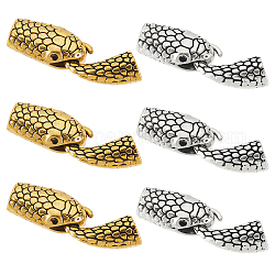 Nbeads 12 ensemble de fermoirs de bracelet à crochet en forme de serpent, 2 couleurs artisanat en alliage tibétain tête de serpent et anneau de crochet fermoirs à bascule connecteurs de fermoirs d'extrémité accessoires de bijoux pour la fabrication de bijoux de bracelet