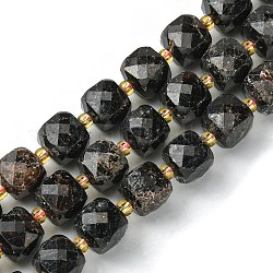 Chapelets de perles de grenat naturel, avec des perles de rocaille, cube à facettes, 8~9x8~9x8~9mm, Trou: 0.9~1mm, Environ 35~39 pcs/chapelet, 14.80''~15.16'' (37.6~38.5 cm)