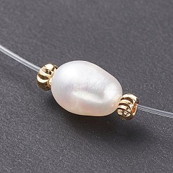 Collier pendentif perle naturelle avec fil nylon pour femme, blanc, 14.96 pouce (38 cm)