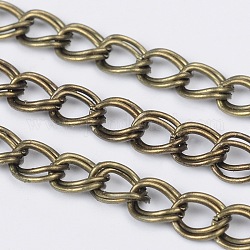 Iron Double Link Chains, Lead Free and Nickel Free, Antique Bronze Color, with Spool, Link: 5mm wide, 6mm long, 0.7mm thick, 100m/roll