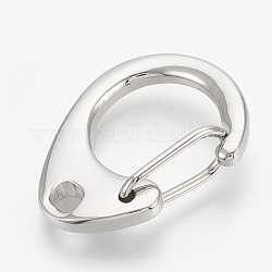 304 Stainless Steel Push Gate Snap Keychain Clasp Findings, teardrop, Stainless Steel Color, 24.5x19x3mm, Hole: 2.5x3mm