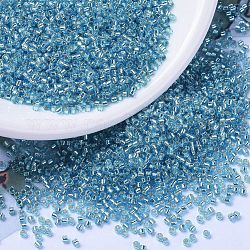 Perles miyuki delica, cylindre, Perles de rocaille japonais, 11/0, (db1209) bleu océan argenté, 1.3x1.6mm, Trou: 0.8mm, environ 10000 pcs / sachet , 50 g / sac