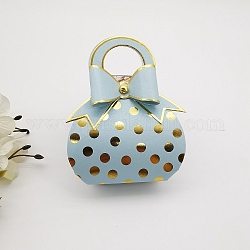 Sacs à main forme polka dot motif papier bonbons cadeaux plier des sacs, sacs d'emballage, avec vis en alliage, bleu clair, 6.5x3.5x13 cm