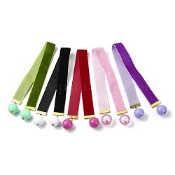 Ball Acrylic Pendant Bookmarks, Velvet Ribbon Bookmark, Mixed Color, 362x20mm, 5pcs/set