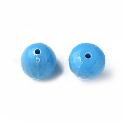Opake Legierung Perlen, facettiert, Träne, Deep-Sky-blau, 15x14.5 mm, Bohrung: 2 mm, ca. 243 Stk. / 500 g