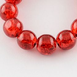 Spray Painted Crackle Glass Beads Strands, Round, Red, 14mm, Hole: 1.3~1.6mm, about 57pcs/strand, 31.4inch