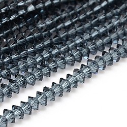 Glass Beads Strands, Faceted, Bicone, DarkSlate Gray, 6x3.5mm, Hole: 1mm