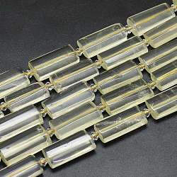 Chapelets de perles de quartz citron naturel, rectangle, facette, 27~29x13~14x6~7mm, Trou: 1.5mm, Environ 12 pcs/chapelet, 14.96 pouce (38 cm)