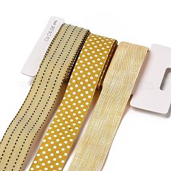Ruban polyester 9 yards 3 styles, pour le bricolage fait main, nœuds de cheveux et décoration de cadeaux, palette de couleurs gingembre, verge d'or, 1~1-1/8 pouce (25~28 mm), environ 3 mètre/style