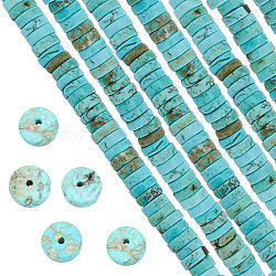 Sunnyclue 1 boîte de 122 perles heishi en pierre précieuse howlite naturelle, perles rondes plates de 8 mm, perles d'espacement en vrac pour la fabrication de bijoux, kit de perles de couleur turquoise, fournitures de bracelet et de collier
