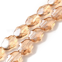 Transparentes perles de verre de galvanoplastie brins, perle plaquée lustre, Hamsa main, Sandy Brown, 17.8x13.5x7.5mm, Trou: 1.3mm, Environ 40 pcs/chapelet, 27.95 pouce (71 cm)