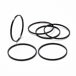 Conjunto de anillos de dedo delgados simples de aleación, anillos de dedo apilables para mujer, electroforesis negro, diámetro interior: 17~19 mm, 6 PC / sistema