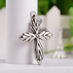 Retro 316 Surgical Stainless Steel Cross Gothic Pendants, Antique Silver, 45x30x3mm, Hole: 4.5x8.5mm