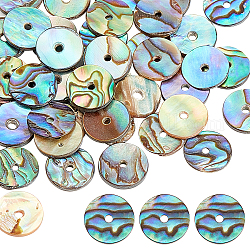 Ahandmaker 40 pezzo di perle di conchiglia di abalone naturale, Perline per monete rotonde piatte da 10 mm, ciondolo a conchiglia per la creazione di gioielli e decorazioni artigianali fai da te, Foro: 1 mm