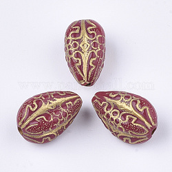 Plating Acrylic Beads, Metal Enlaced, teardrop, Pale Violet Red, 18.5x11x11mm, Hole: 2mm, about 340pcs/500g