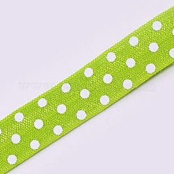 Flache elastische Gummischnur / Band, Gurtzeug Nähzubehör, Tupfenmuster, gelb-grün, 15.5 mm