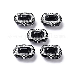 Perles acryliques opaques, métal enlacée, rectangle, noir, 18x13.5x8.5mm, Trou: 1.8mm