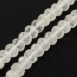 Natürlichem Quarz-Kristall-Perlen Stränge, Bergkristallperlen, facettiert, Rondell, Transparent, 8x5 mm, Bohrung: 1 mm, ca. 80 Stk. / Strang, 15.7 Zoll