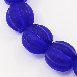 Handmade Frosted Lampwork Pumpkin Beads Strands, Blue, 15x14mm, Hole: 2mm, about 25pcs/strand, 14.37inch