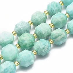 Natural Amazonite Beads Strands, Faceted, Round, 9~10mm, Hole: 1mm, about 31~33pcs/Strand, 14.5 inch~15.9 inch(37~40.5cm)