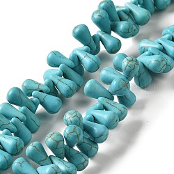 Brins de perles synthétiques teintes en turquoise, top foré, larme, turquoise, 11.5x6mm, Trou: 1mm, Environ 127 pcs/chapelet, 14.37'' (36.5 cm)