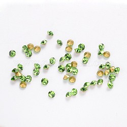 Glass Pointed Back Rhinestone, Faceted Diamond, Back Plated, Peridot, 2x2mm, about 1440pcs/bag